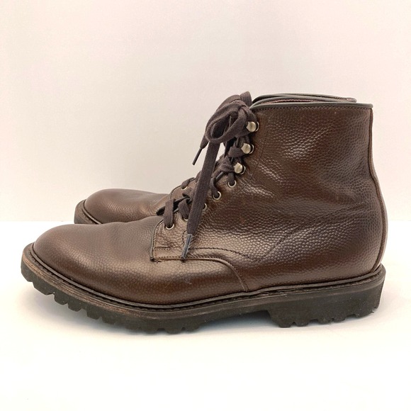 Allen Edmonds Higgins Mill Plain Toe Boot Mens 10 D Brown Pebbled Leather Eyelet - Picture 5 of 13